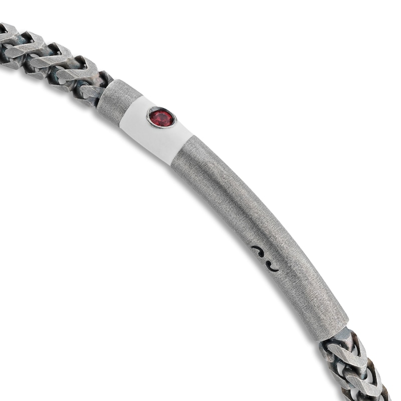 Main Image 3 of Marco Dal Maso Men's Natural Red Sapphire Bracelet Ivory Enamel Sterling Silver 8&quot;