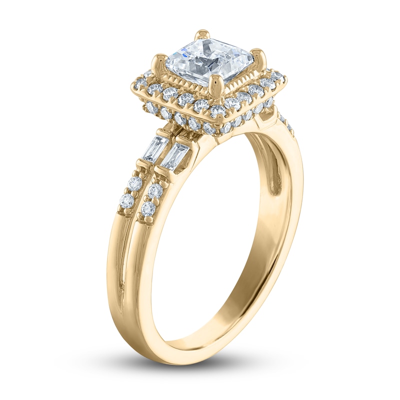 Main Image 2 of Certified Diamond Engagement Ring 1 ct tw Pear/Round /Baguette 14K Yellow Gold