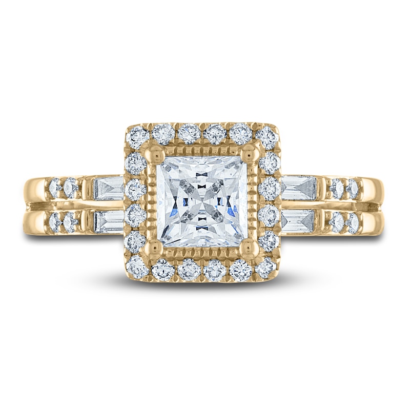 Main Image 3 of Certified Diamond Engagement Ring 1 ct tw Pear/Round /Baguette 14K Yellow Gold