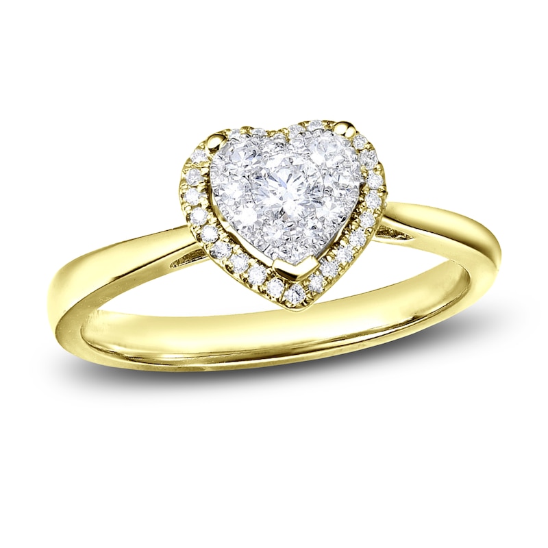 Main Image 1 of Diamond Heart Engagement Ring 1/3 ct tw Round 14K Yellow Gold