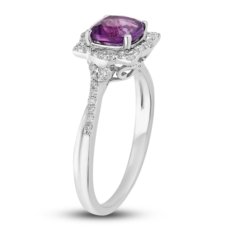 Main Image 2 of Natural Amethyst Engagement Ring 1/5 ct tw Diamonds 14K White Gold