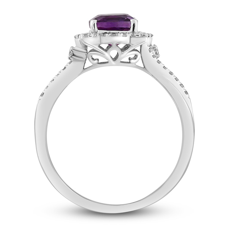 Main Image 3 of Natural Amethyst Engagement Ring 1/5 ct tw Diamonds 14K White Gold