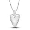 Thumbnail Image 1 of Men's Diamond Shield Pendant Necklace 1/4 ct tw Round Sterling Silver 22&quot;