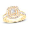 Thumbnail Image 1 of Diamond Double Halo Engagement Ring 1-1/3 ct tw Princess 14K Yellow Gold