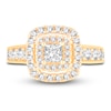 Thumbnail Image 3 of Diamond Double Halo Engagement Ring 1-1/3 ct tw Princess 14K Yellow Gold