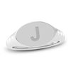 Thumbnail Image 0 of Juliette Maison Diamond Engravable Initial Signet Ring 1/8 ct tw Round 10K White Gold