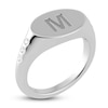 Thumbnail Image 1 of Juliette Maison Diamond Engravable Initial Signet Ring 1/8 ct tw Round 10K White Gold