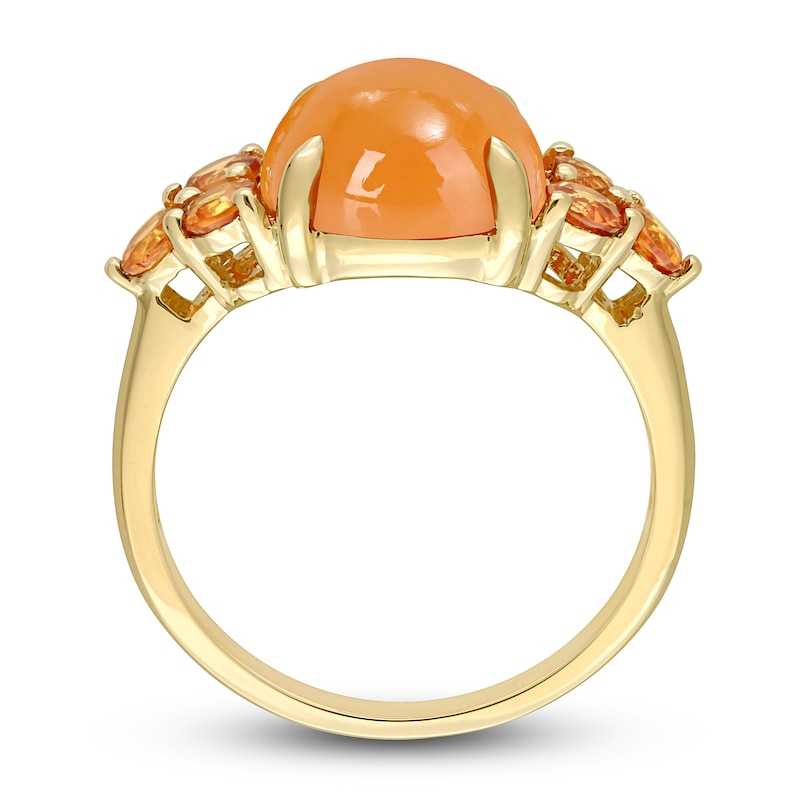 Main Image 3 of Natural Orange Moonstone & Natural Orange Sapphire Ring 14K Yellow Gold