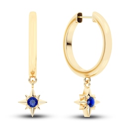 Juliette Maison Natural Blue Sapphire Starburst Drop Earrings 10K Yellow Gold
