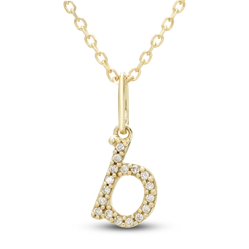 Main Image 1 of Diamond Initial B Pendant Necklace 1/20 ct tw Round 10K Yellow Gold 18&quot;