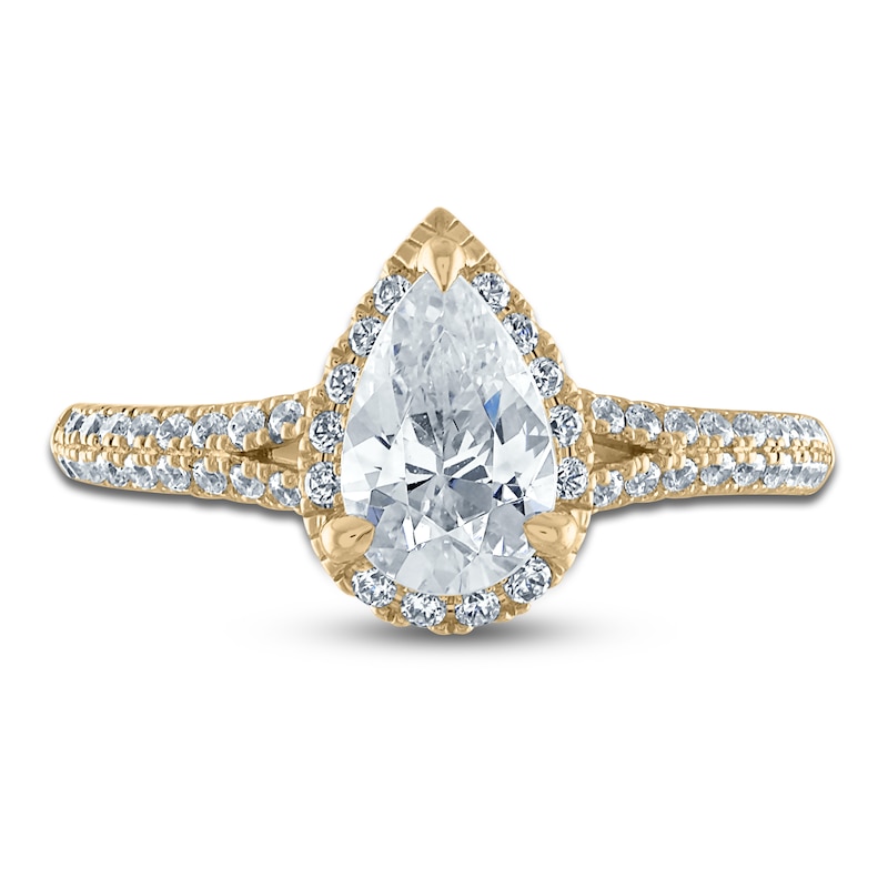 Main Image 3 of Diamond Engagement Ring 1-1/2 ct tw Pear/Round 14K Yellow Gold