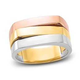 Flat Top Ring 14K Tri-Tone Gold