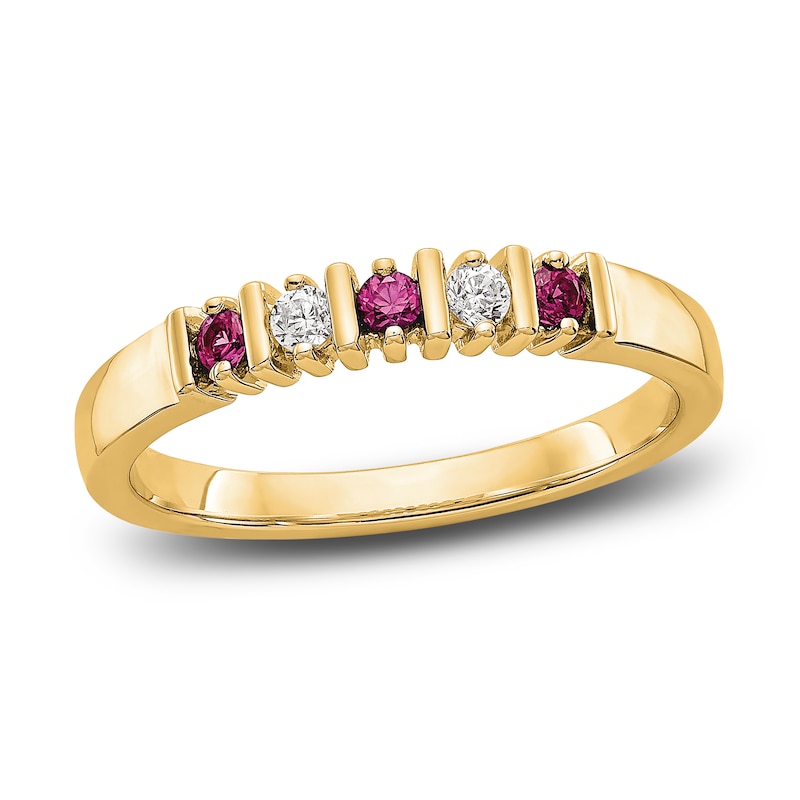 Natural Ruby Stackable Ring 1/15 ct tw Diamonds 14K Yellow Gold