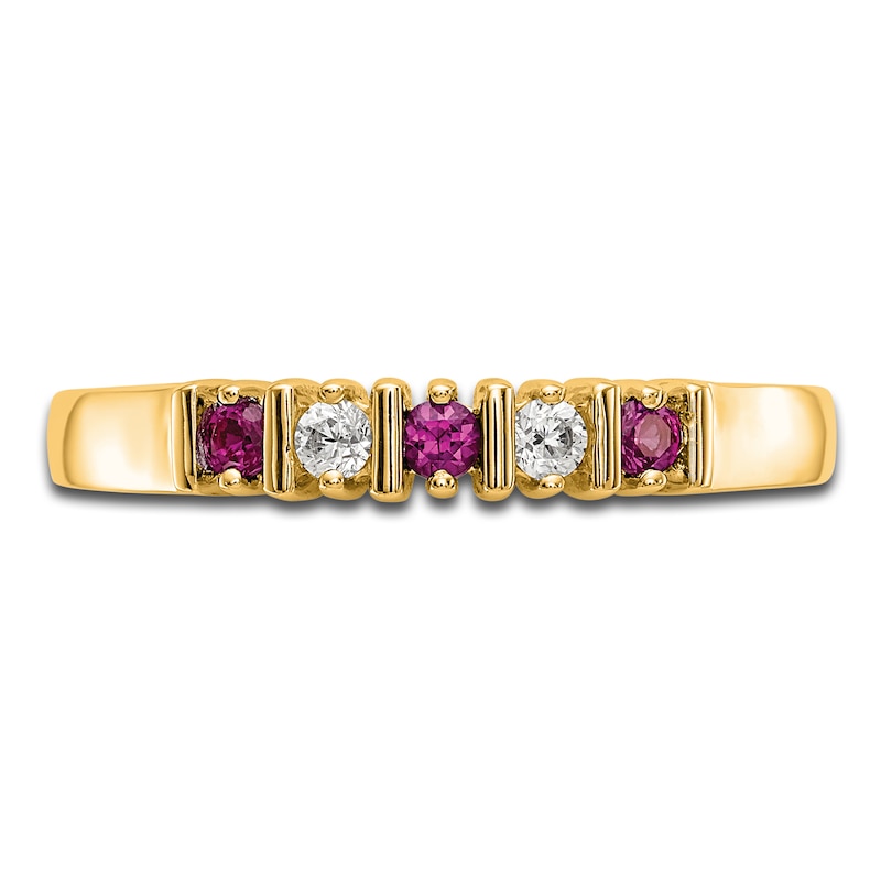 Natural Ruby Stackable Ring 1/15 ct tw Diamonds 14K Yellow Gold