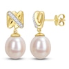 Thumbnail Image 1 of Y-Knot Freshwater Cultured Pearl Dangle Earrings 1/15 ct tw Diamonds 14K Yellow Gold