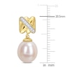 Thumbnail Image 2 of Y-Knot Freshwater Cultured Pearl Dangle Earrings 1/15 ct tw Diamonds 14K Yellow Gold