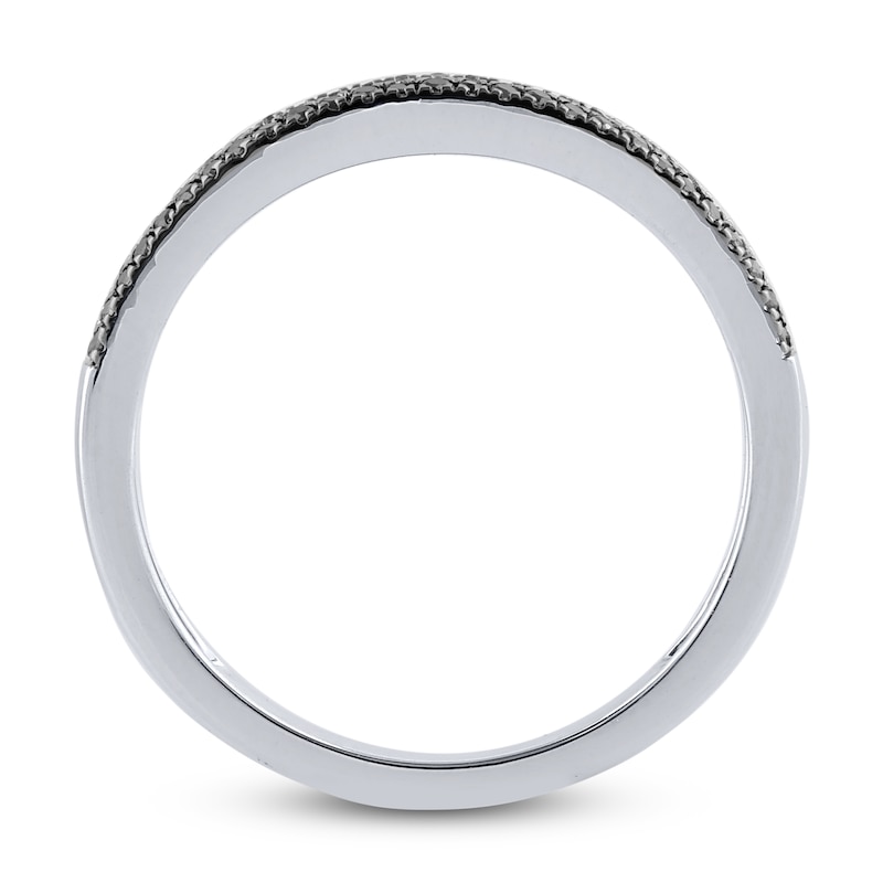 Main Image 2 of Black & White Diamond Anniversary Band 1/3 ct tw Round 14K White Gold