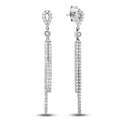 Diamond Bar Dangle Earrings 1/2 ct tw Round 14K White Gold