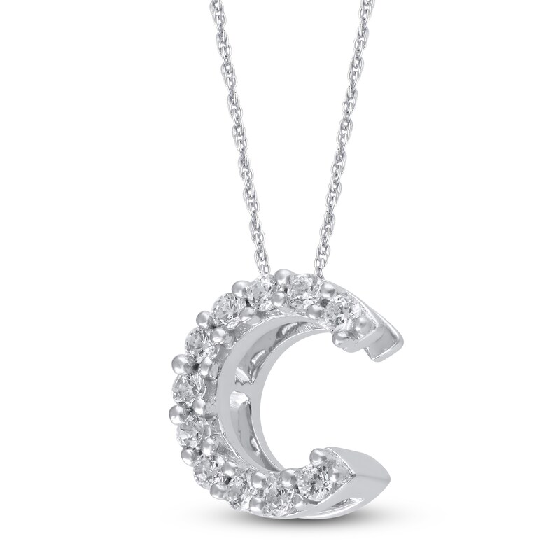 Diamond Letter R Pendant Necklace 1/10 ct tw Round 10K White Gold