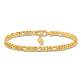 High-Polish Figaro Chain Bracelet 24K Yellow Gold 8&quot; 4.8mm