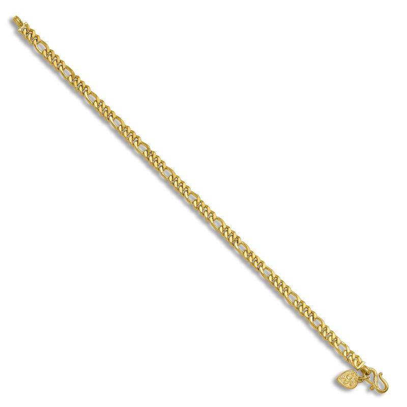 Main Image 2 of High-Polish Figaro Chain Bracelet 24K Yellow Gold 8&quot; 4.8mm