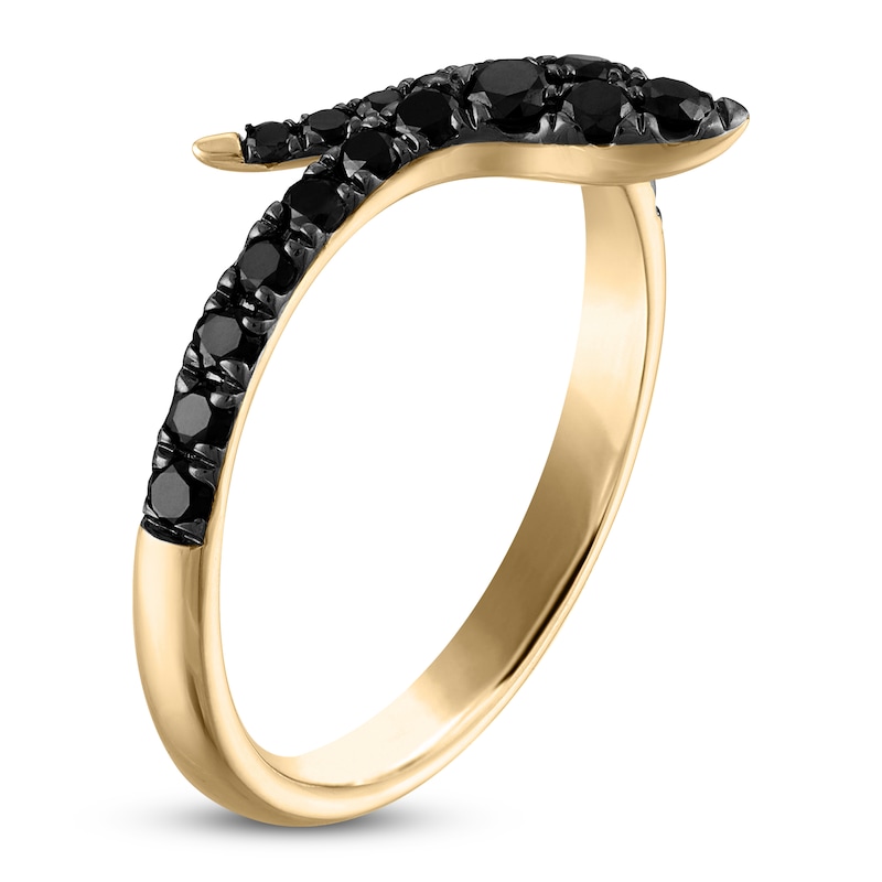 Black Diamond Snake Ring 1/2 ct tw 14K Yellow Gold