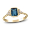 Thumbnail Image 0 of Rectangle-Cut Natural London Blue Topaz & Diamond Ring 1/15 ct tw 14K Yellow Gold