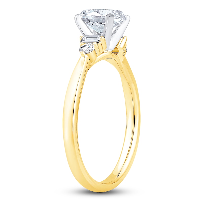 Diamond Engagement Ring 1-1/8 ct tw Oval/Baguette/ Round 14K Yellow Gold