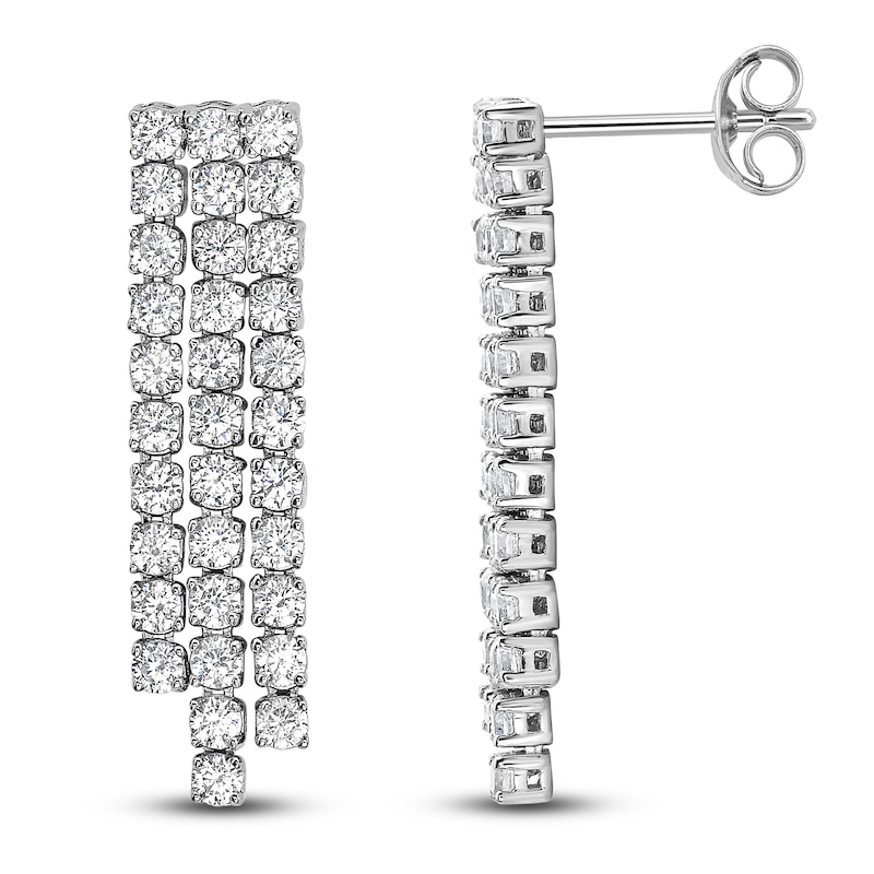 Diamond Three-Row Earrings 2 ct tw 14K White Gold