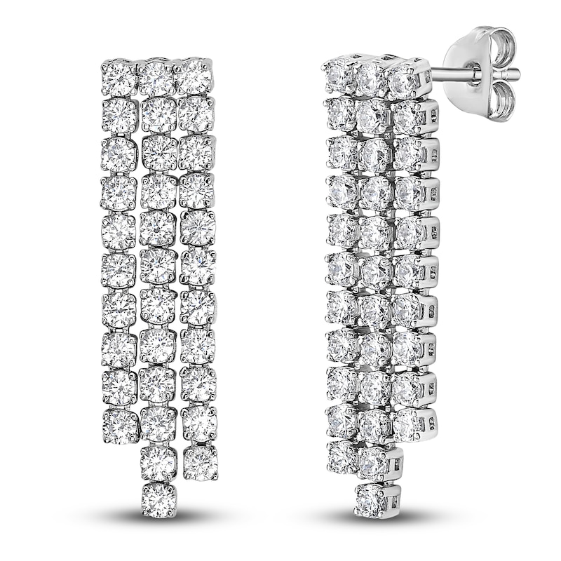 Diamond Three-Row Earrings 2 ct tw 14K White Gold