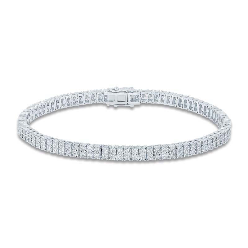 Main Image 1 of Men's Diamond Tennis Bracelet 2-1/4 ct tw Round 14K White Gold