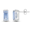 Thumbnail Image 1 of Baguette-Cut Natural Aquamarine & Diamond Earrings 1/20 ct tw 14K White Gold