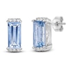 Thumbnail Image 2 of Baguette-Cut Natural Aquamarine & Diamond Earrings 1/20 ct tw 14K White Gold