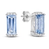 Thumbnail Image 3 of Baguette-Cut Natural Aquamarine & Diamond Earrings 1/20 ct tw 14K White Gold