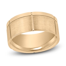 Men's Machine-Cut Wedding Band 14K Yellow Gold 9mm