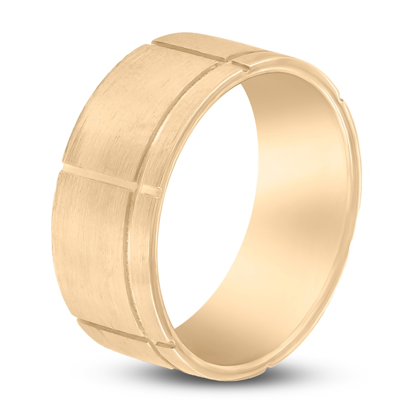 Main Image 2 of Men's Machine-Cut Wedding Band 14K Yellow Gold 9mm