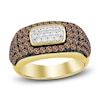 Thumbnail Image 0 of Men's Brown & White Multi-Diamond Fashion Ring 1-1/2 ct tw 10K Yellow Gold