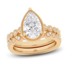 Pear & Round-Cut Lab-Created Diamond Bridal Set 2-1/3 ct tw 14K Yellow Gold