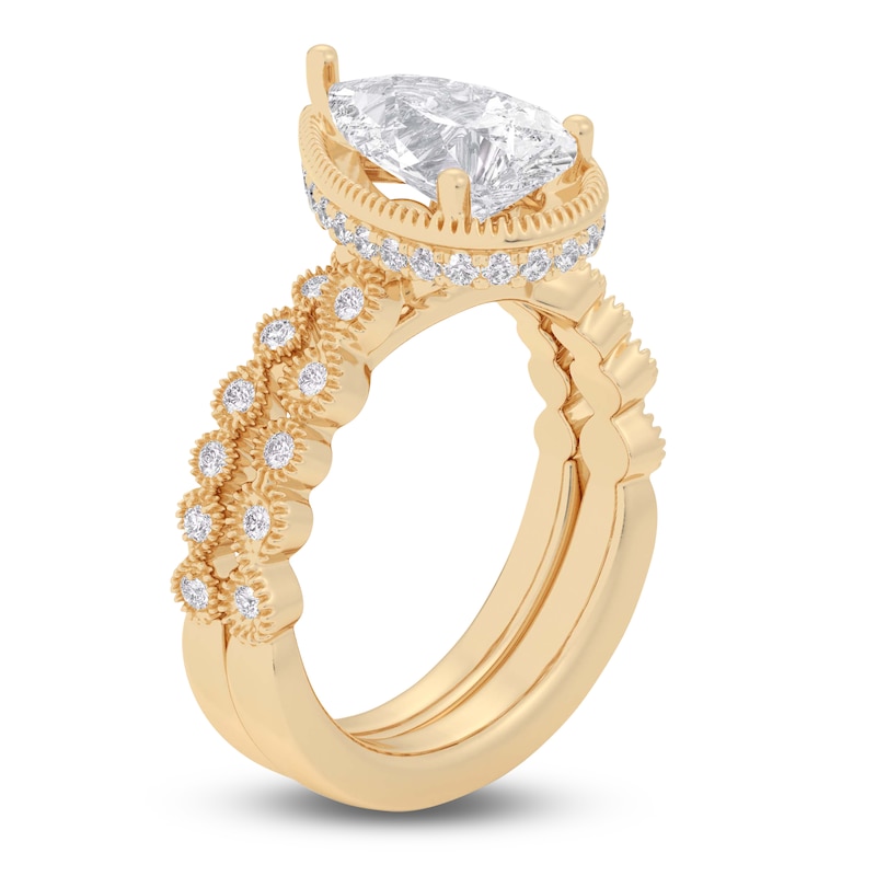 Pear & Round-Cut Lab-Created Diamond Bridal Set 2-1/3 ct tw 14K Yellow Gold