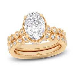 Oval & Round-Cut Lab-Created Diamond Wedding Ring 2-1/3 ct tw 14K Yellow Gold