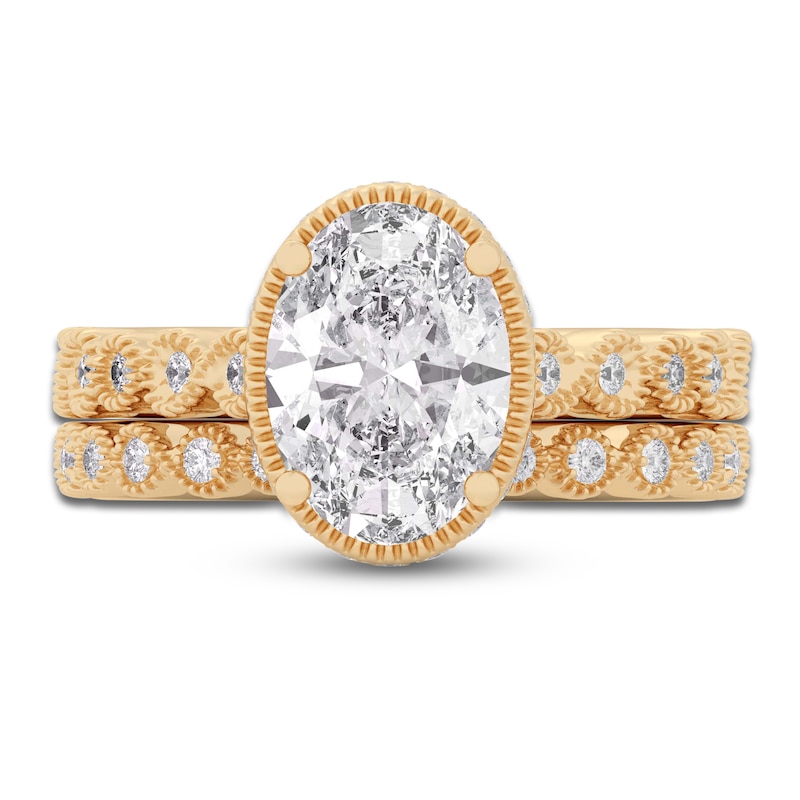 Oval & Round-Cut Lab-Created Diamond Wedding Ring 2-1/3 ct tw 14K Yellow Gold