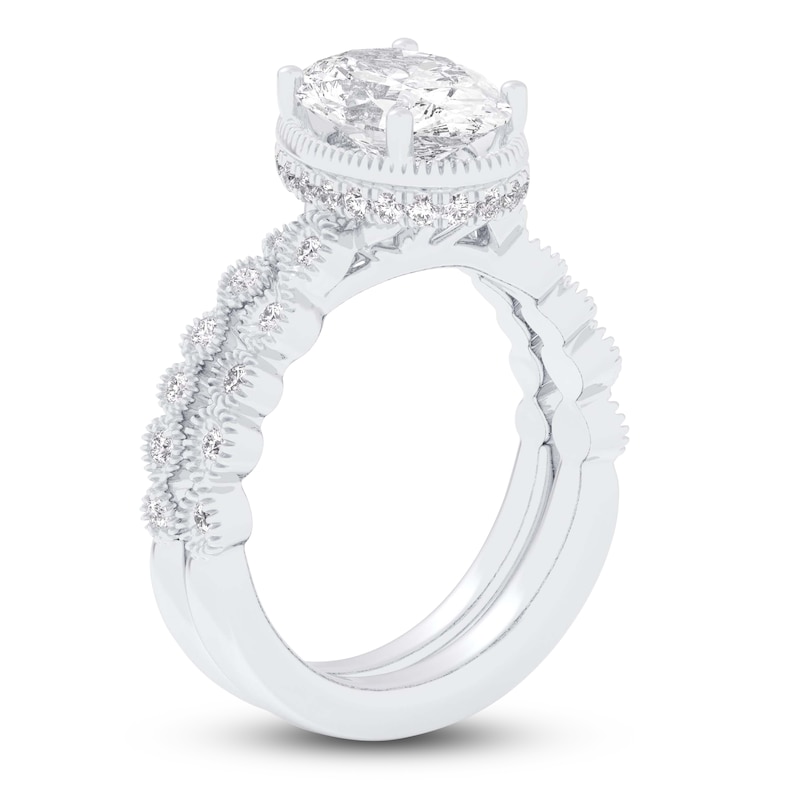 Oval & Round-Cut Lab-Created Diamond Wedding Ring 2-1/3 ct tw 14K White Gold