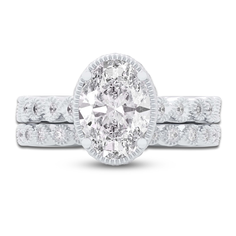 Oval & Round-Cut Lab-Created Diamond Wedding Ring 2-1/3 ct tw 14K White Gold