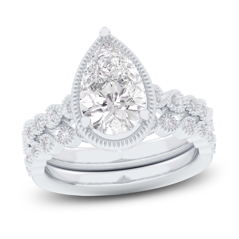 Main Image 1 of Pear & Round-Cut Lab-Created Diamond Wedding Ring 2-1/3 ct tw 14K White Gold