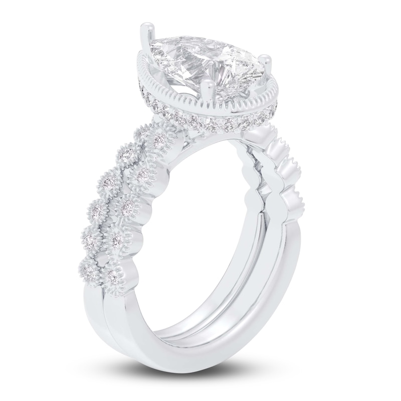 Main Image 2 of Pear & Round-Cut Lab-Created Diamond Wedding Ring 2-1/3 ct tw 14K White Gold