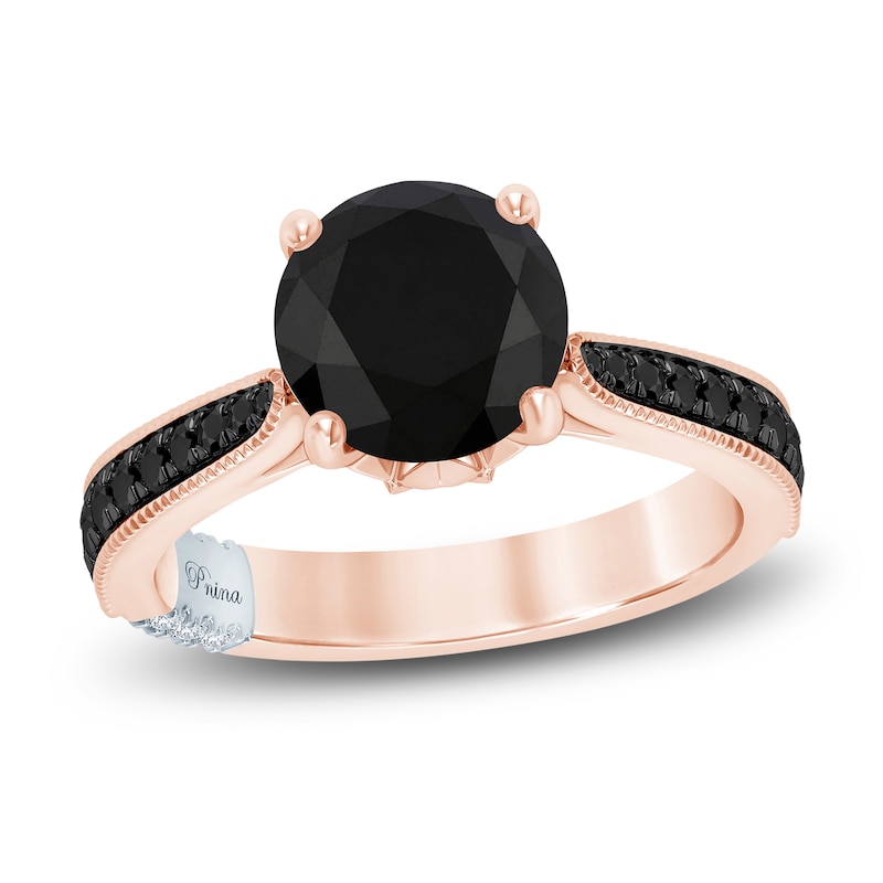 Main Image 1 of Pnina Tornai Black Round Diamond Engagement Ring 3-3/8 ct tw 14K Rose Gold