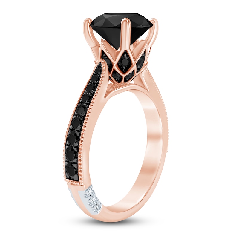 Main Image 2 of Pnina Tornai Black Round Diamond Engagement Ring 3-3/8 ct tw 14K Rose Gold