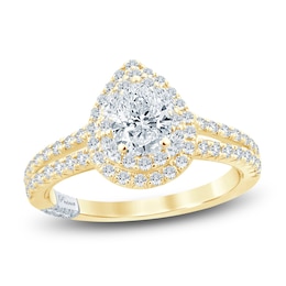 Pnina Tornai Pear, Round & Marquise-Cut Diamond Engagement Ring 1-1/4 ct tw 14K Yellow Gold