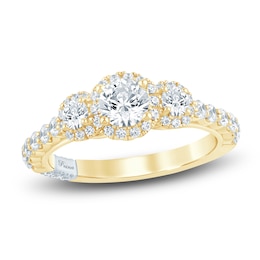 Pnina Tornai Round Diamond 3-Stone Engagement Ring 1-1/5 ct tw 14K Yellow Gold