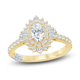 Pnina Tornai Oval, Baguette & Round-Cut Diamond Engagement Ring 1-1/4 ct tw 14K Yellow Gold